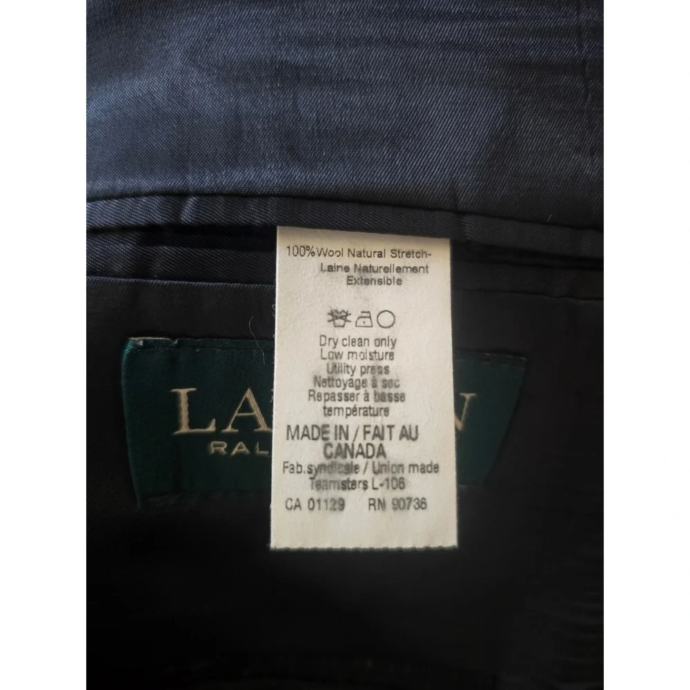 Lauren Ralph Lauren Mens Black 100% Wool Natural Tuxedo Jacket Blazer 46R EUC